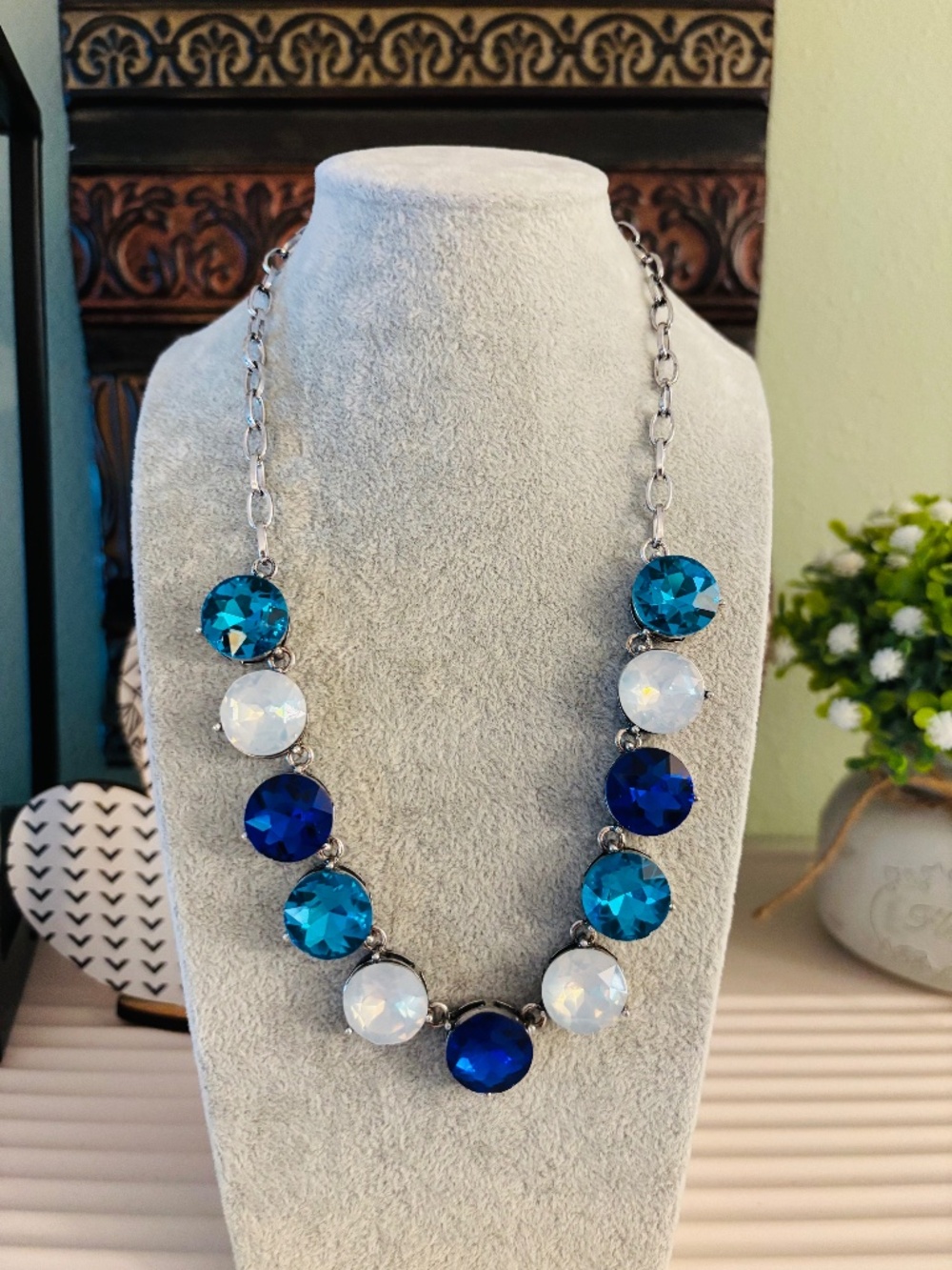 Boutique Blue and White Jewel Candy Necklace